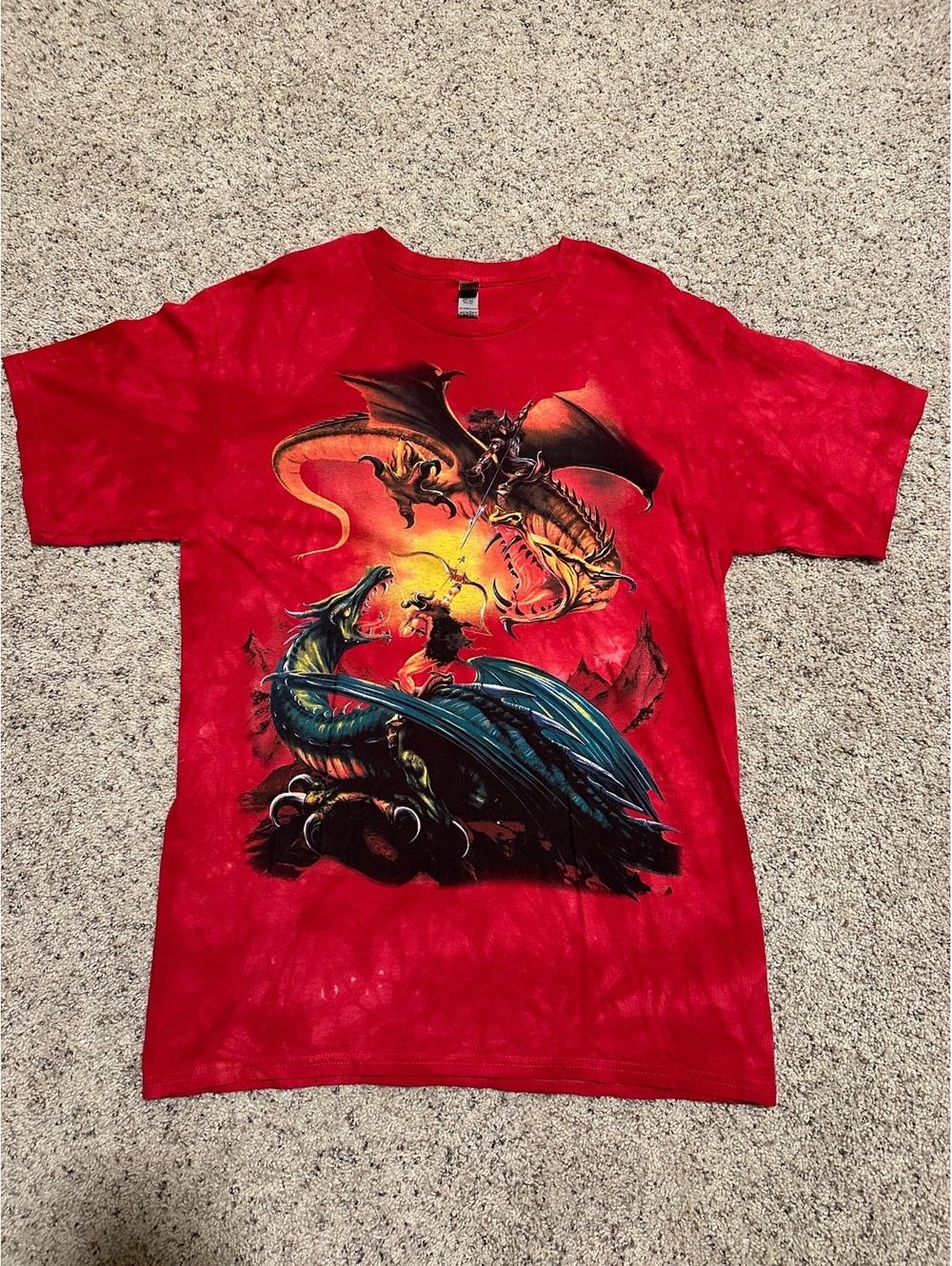 Gildan Red Ultra Cotton Dragon Graphic T-Shirt Large